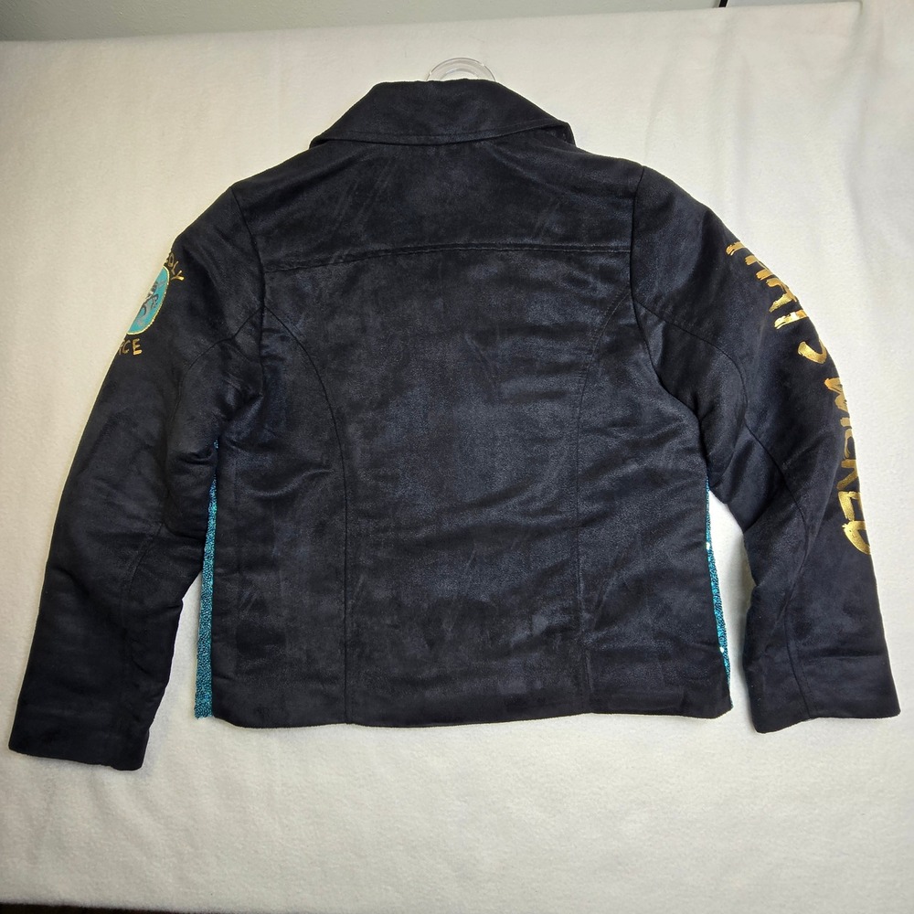 Disney Wicked Sequin Moto Jacket Medium Twee Cosplay E-Girl Pride Kid Core Anime - Picture 2 of 12